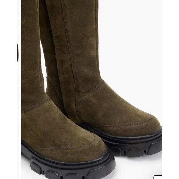 Farm Rio Knee High Olive Green Suede Lug Sole Boot NWOB Size 6 1/2 - Picture 4 of 8